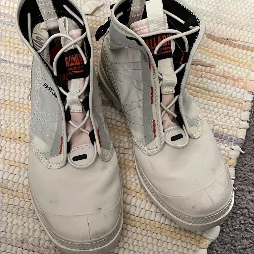 Palladium White and Pink Ankle Boots